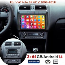 Für VW Polo 6R 6C 2009-2017 9" Autoradio Android 14 Carplay GPS Navi 2+64G BT FM