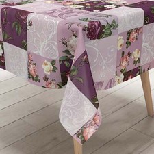 Wachstuch Tischdecke K227C lila Rosen Ornamente Patchwork eckig rund oval