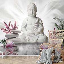 Fototapete Buddha Blumen Zen Wohnzimmer Schlafzimmer Weiss Rosa Vlies 9289a