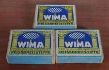 WIMA Reißbrettstifte, 3 Stück rare Holz-/Papierschachteln mit je 36 Reißzwecken 