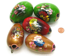 5 große bemalte Holzeier