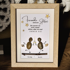 Steinbild "Freunde sind wie Sterne" 🌟 personalisierbar Geschenkidee 3D handmade