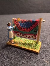Preiser Diorama H0/1:87 - Frau Teppich klopfen - Rarität - Holz - 1950