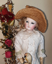 französische Modepuppe, Jumeau ,Ziegenlederkörper,Porzellankopf,Glasaugen