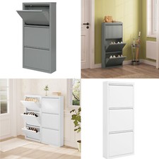 Schuhschrank Schuhkipper schmal hoch Schuhregal mit 3 Klappen für 9 Paar Schuhe