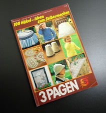 100 Häkel-Ideen 3Pagen Heft  1970? vintage Deckchen Gardinen Tagesdecken Spitze