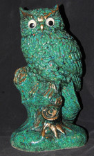 Steineule Grün/Gold Wackelaugen ca. 17cm Dekorfigur Geschenk Sammler