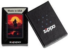 ZIPPO 540° Western Scene Cowboy Sonnenuntergang Feuerzeug neu in Box -  60007523
