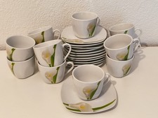 12 Tassen mit Untertassen Van Well Wellco Design Calla Kaffeetassen 