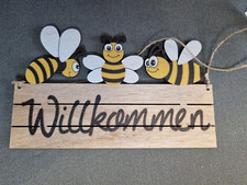 Holzschild willkommen - holzschild, "willkommen"