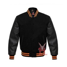 Schwarze Varsity Jacke Wolle &