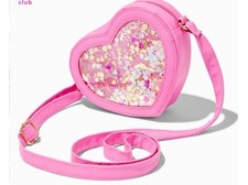Claire's Club Umhängetasche Kind Shaker transparent Herz rosa klein