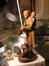 alte Holzfigur Skulptur Mutter mit Kind Kunsthandwerk Afrika geschnitzt Teakholz