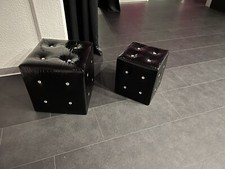 Sitzhocker Leder schwarz Lack Glanz