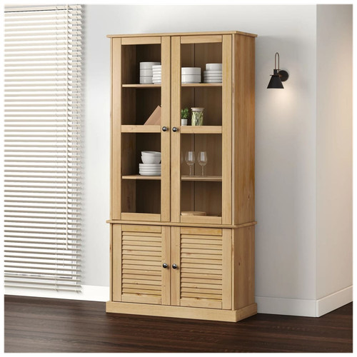 Vitrine braun massiv kiefer - vitrine,