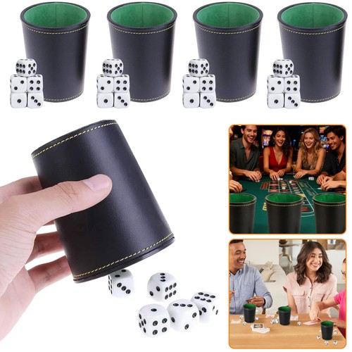 Würfelbecher leder set - set, 5