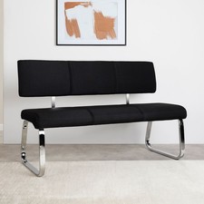 Esszimmerbank VILAS Polsterbank Sitzbank mit Rückenlehne schwarz Stoff