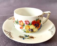 "Opulente BLÜTENPRACHT" Unbekannte antike Schönheit Mokkatasse Sammeltasse