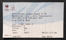 Ticket UEFA EL 2010/11 Manchester City vs. Aris Thessaloniki # 079