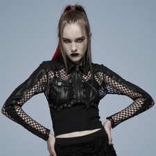 Punk Rave Gothic Goth Netz Bolero Jacke Schulterjacke - Manifesto Black