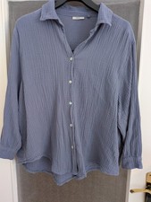 Musselin Hemd Damen in taubenblau one size