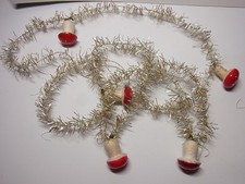 Christbaumschmuck  Kette Christbaumkette Tinsel Watte Pilz Silber Weihnachtsbaum