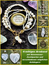 Mehrreihiges Perlen-Armband echte PERLE Geburtsstein JUNI 4-strand Braut Schmuck