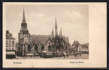 Roubaix, Kirche St. Martin, Straßenbahn, Ansichtskarte 