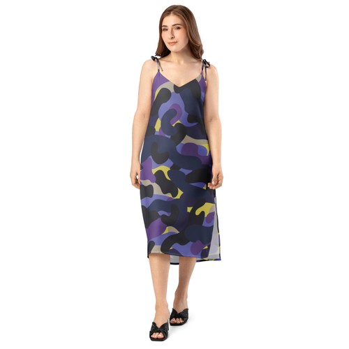 Midikleid mit bindeträgern - midikleid,
