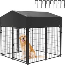 Hundezwinger XXL Groß Dach Hundegehege Hundehütte Hundekäfig 127x120x134cm 171-x