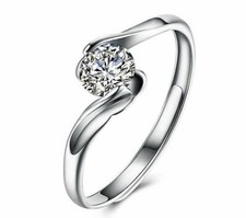  Damen Solitär Ring 925er Sterling Silber  Cubic Zirkonia AAA Verlobung Ring