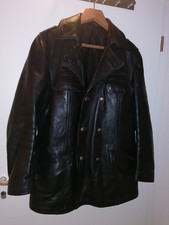 alte Polizei-Lederjacke in schwarz - schweres Leder  Motorradjacke