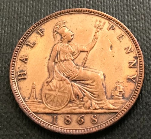 1868 queen victoria half penny - queen,