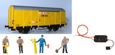 Faller 180238 Figuren-Set mit Mini-Sound-Effekt + Wiebe Güterwagen mit Schlussli