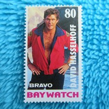 DAVID HASSELHOFF Briefmarke Stamp BRAVO Baywatch