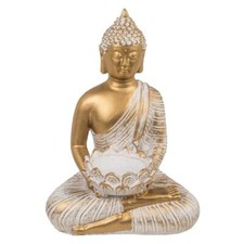 Thai Buddha Statue Teelichthalter sitzend gold glänzend Statue 19,5cm Feng Shui 