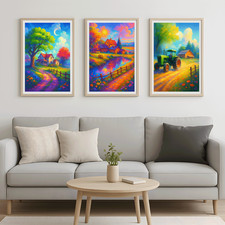 Aquarell Bauernhof Landschaft