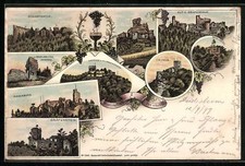 Lithographie Klingenmünster, Drachenfels, Trifels, Wegelnburg 1897 