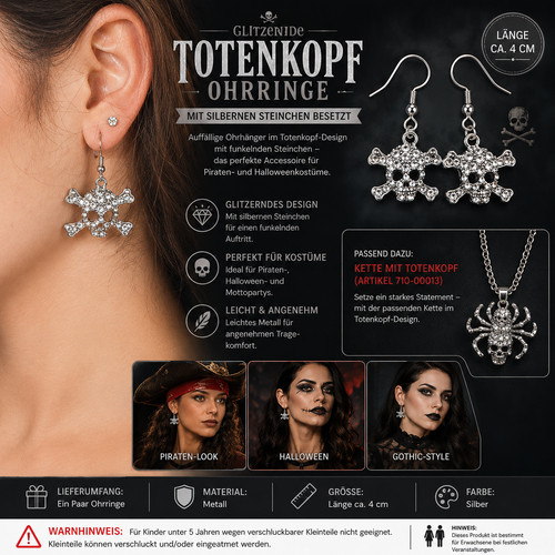 Totenkopf ohrringe silber - ohrringe,