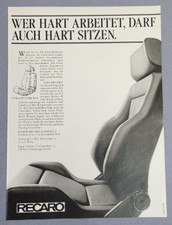 2. Keiper Recaro GmbH Sportsitze Autositze Werbeanzeige Reklame Werbung 1988