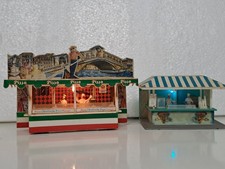 Faller H0 324 Marktbuden Kirmes Buden Pizza + Eisstand mit Figuren + Beleuchtung