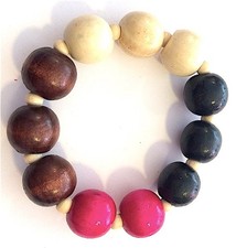 Armband mit bunten Holzkugeln / elastisches Band / neu / Modeschmuck