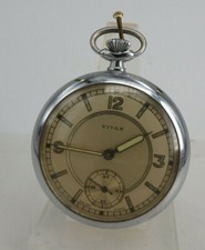 Art Deco Herrentaschenuhr Ebauches Bettlach Chrom um 1930 (69168)