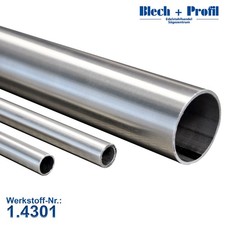 Edelstahl Rundrohr V2A K240 geschliffen Ø10–204mm Geländer Deko Gardinen DIY