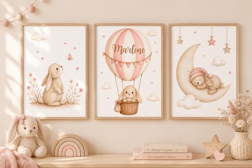 Kinderzimmer poster hase rosa - poster,
