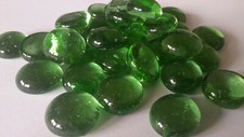 150 GRÜNE GLASNUGGETS Glassteine Muggelsteine Mosaiksteine Deko ca. 18 - 22 mm 