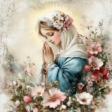 Wandbild Heilige Maria Blumen