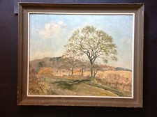 Vintage Landschaft Ölgemälde, Plein Air, Norfolk, Holt, Cley, Marjorie Neden