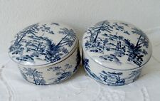 ZWEI GROSSE DECKELDOSEN STEINGUT ANTIK