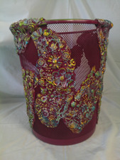 *PapierKorb*Metall*BüroAccessoire*Beere*farbig Blumen* Einzelstück*